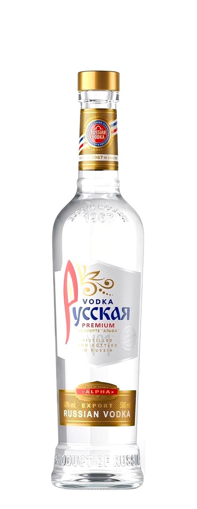 Водка Русская на спирте Альфа 0.5