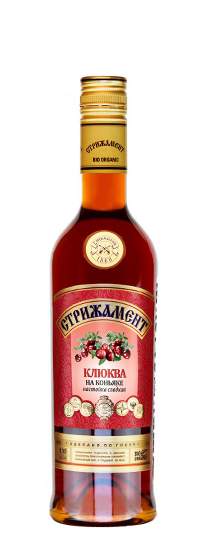 Настойка сладкая «Стрижамент Клюква на коньяке» 0.5