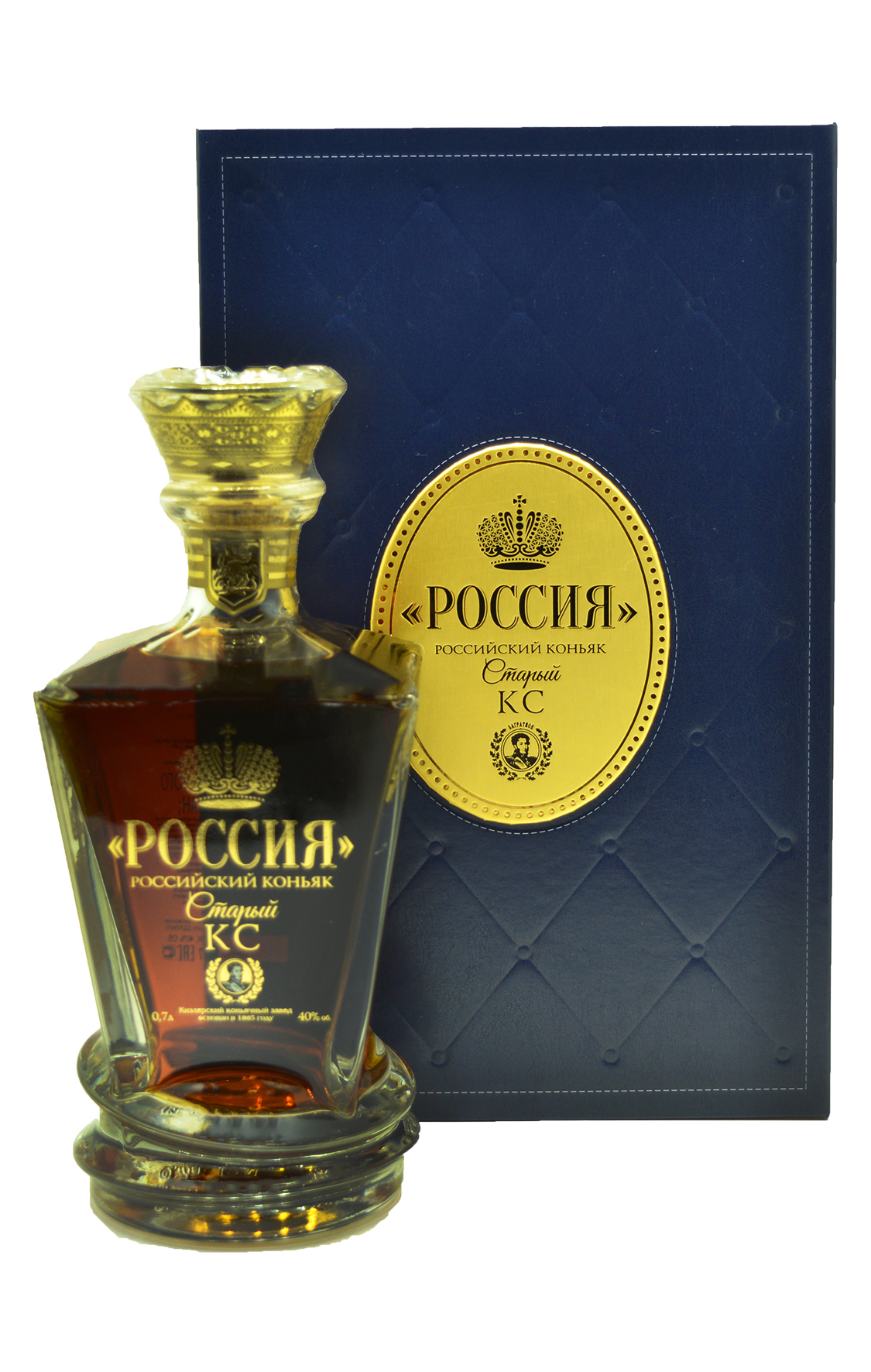 Коньяк «Россия» КС сувенирный комплект 0.7