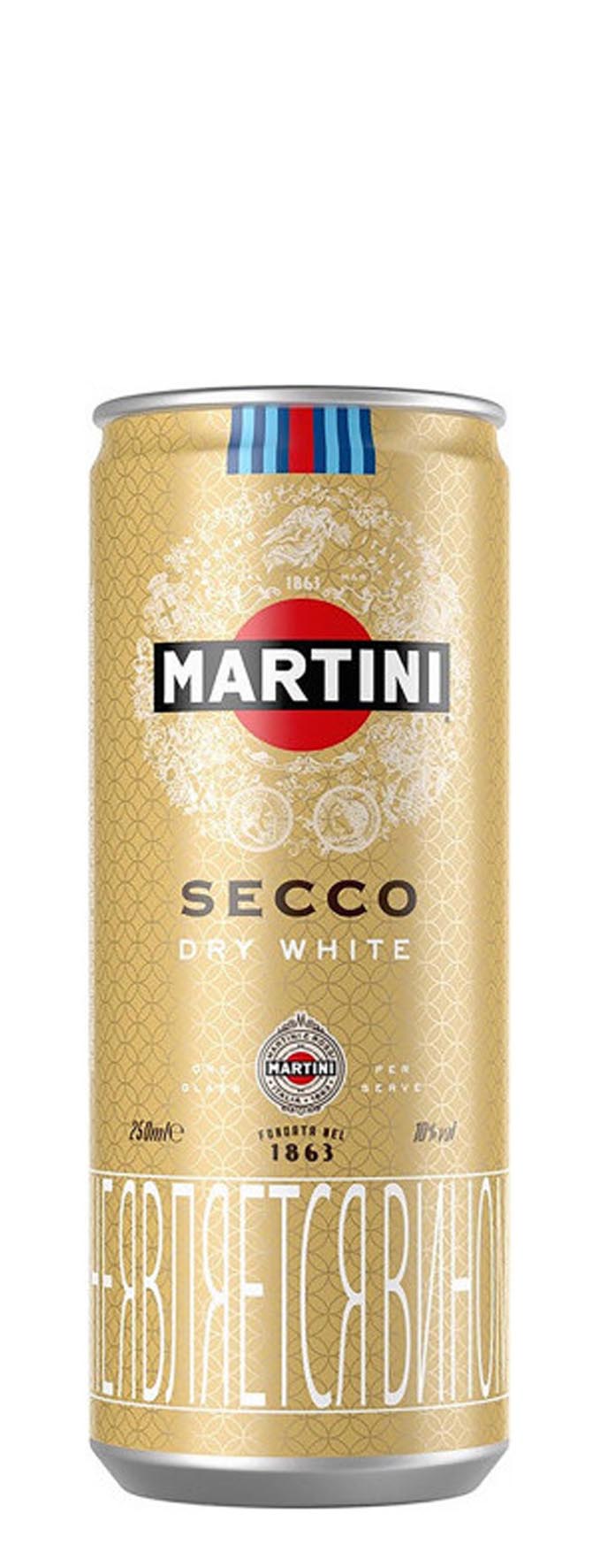 Игристый напиток белый полусухой «Мартини Секко» 0.25