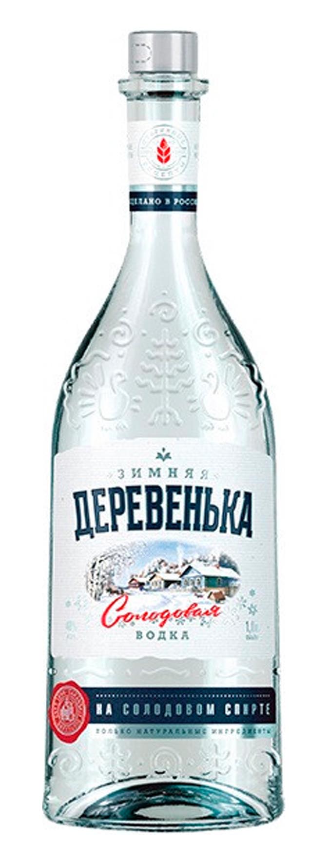 Водка «Зимняя деревенька на солодовом спирте Альфа» 1.0