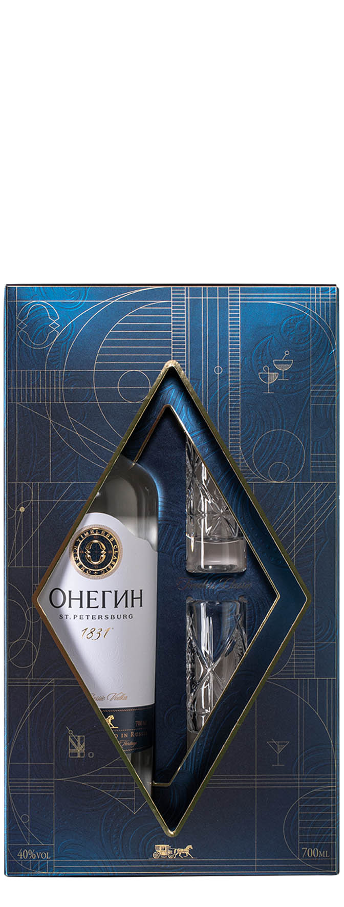 Водка «Онегин» 0.7 п/у + 2 рюмки
